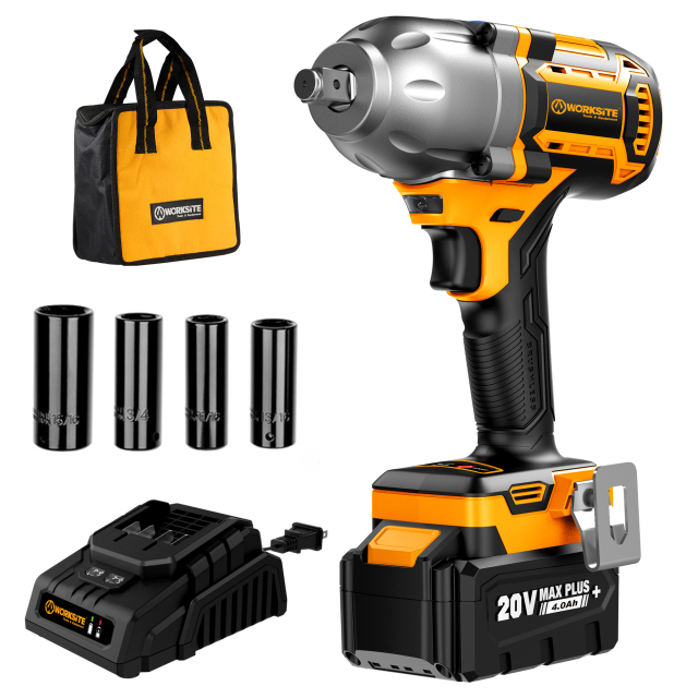 WORKSITE Brushless Cordless Impact Wrench 1/2" (13mm) 20V Battery High Torque 600Nm Variable Speed 3250 RPM Wrenches