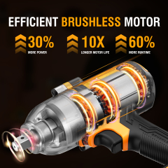WORKSITE Brushless Cordless Impact Wrench 1/2" (13mm) 20V Battery High Torque 600Nm Variable Speed 3250 RPM Wrenches