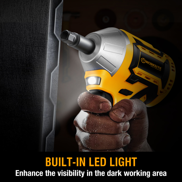 WORKSITE Brushless Impact Wrench 3/8 inch (10mm) 20V Battery Power 250Nm Variable Speed 3250 RPM Electric Wrenches