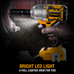 WORKSITE 20V Brushless Cordless Impact Wrench 1/2-inch Variable Speed 500Nm Square Head Lug Nuts Electric Wrenches