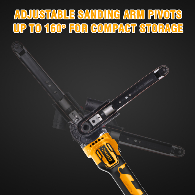 WORKSITE Brushless Cordless Belt Sander 20V Max Battery Powered 1.2in. x 21in. Handheld Power Detail Sanding Machine