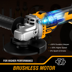WORKSITE Brushless Angle Grinder Tool 4.5 Inch Variable Speed Portable Handheld Battery Powered Electric Grinders