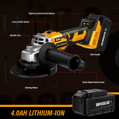 WORKSITE Brushless Angle Grinder Tool 4.5 Inch Variable Speed Portable Handheld Battery Powered Electric Grinders