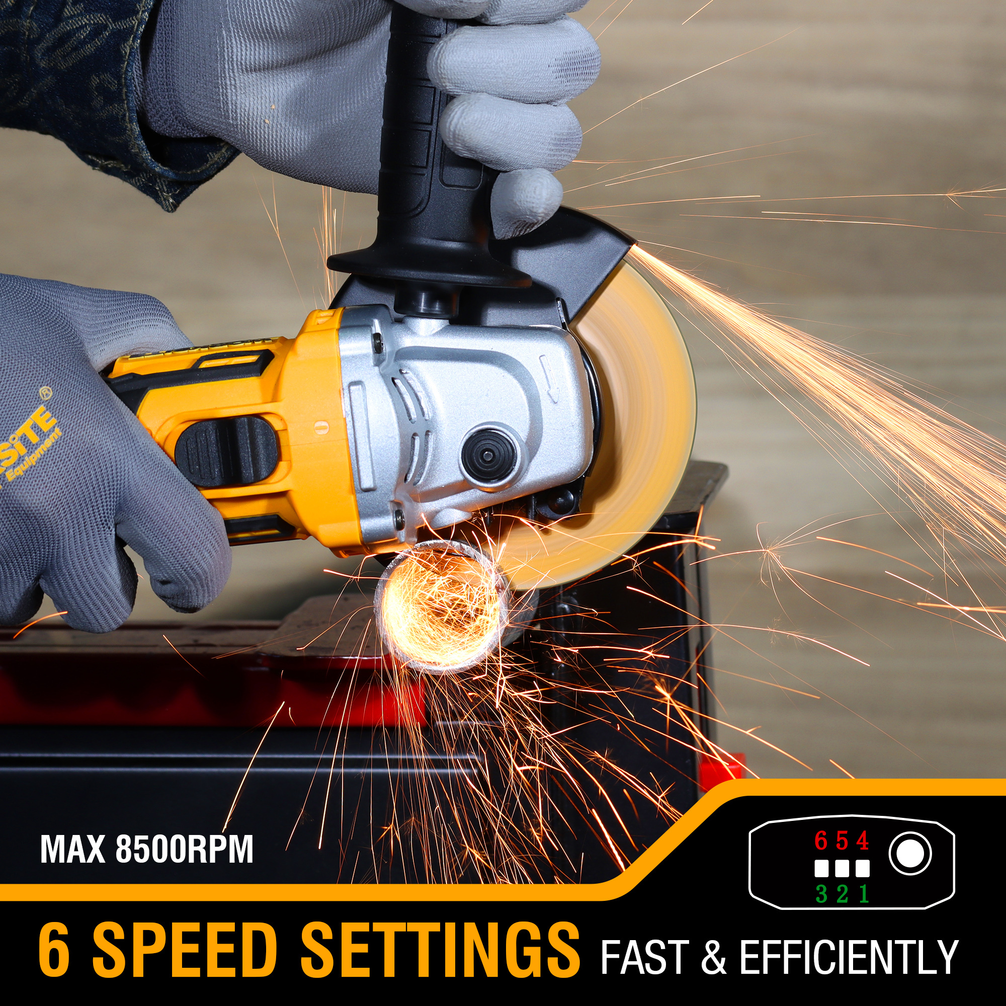 WORKSITE Brushless Angle Grinder Tool 4.5 Inch Variable Speed Portable Handheld Battery Powered Electric Grinders