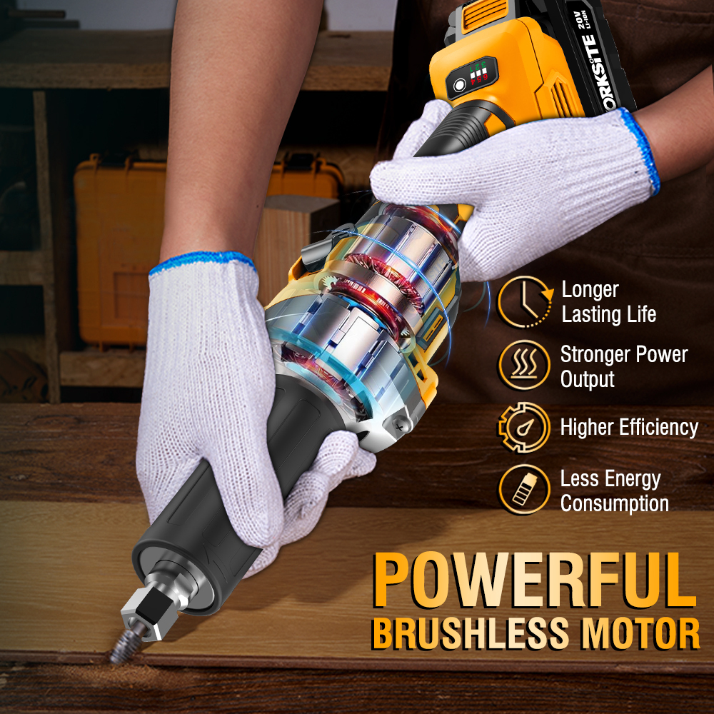 WORKSITE Brushless Die Grinder 1" Collet Variable Speed (10000-26000RPM) Ergonomic Grip for Rust Removal, Grinding, Cutting, Polishing, with 1/4" Collets