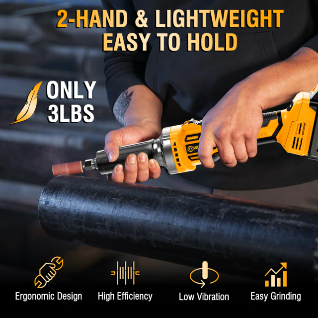 WORKSITE Brushless Die Grinder 1" Collet Variable Speed (10000-26000RPM) Ergonomic Grip for Rust Removal, Grinding, Cutting, Polishing, with 1/4" Collets