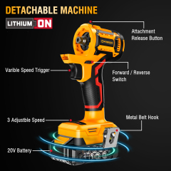 WORKSITE 20V Brushless Interchangeable Power Tool Variable Speed up to 24000 RPM Battery Powered Angle grinder