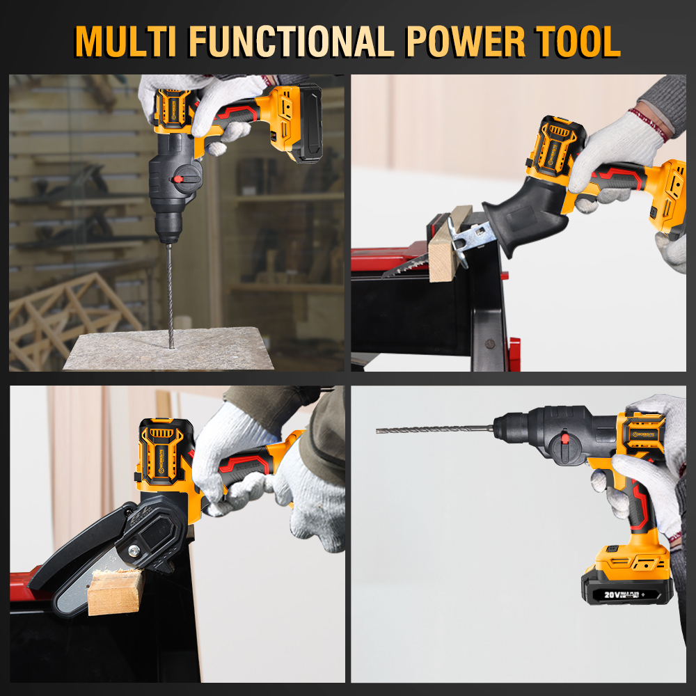 WORKSITE 20V Brushless Interchangeable Power Tool Variable Speed up to 24000 RPM Battery Powered Angle grinder