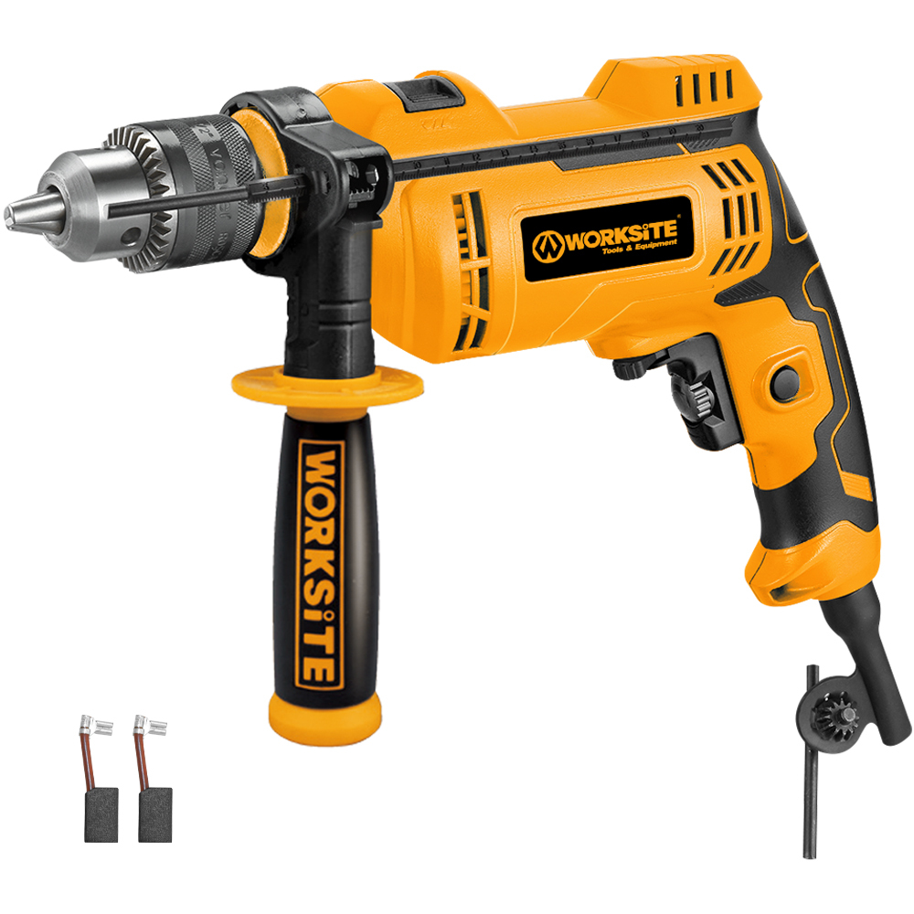 WORKSITE Electric Impact Drill 13MM Powerful 810W Variable Speed 3000RPM Wood Steel Drilling Handheld Impact Drills
