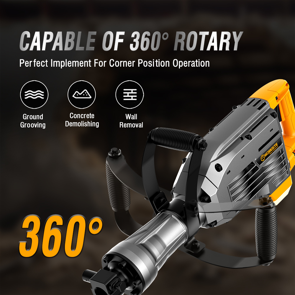 WORKSITE Demolition Hammer 1900W Electric Jack Hammer Power Drill Concrete Breaker Power Demolition Drills