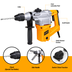 WORKSITE Heavy Duty SDS-Plus 26mm Rotary Hammer Drill 1050W Professional Rotary Hammer for Wood Masonry Concrete Steel