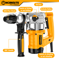 WORKSITE Electric Rotary Hammer Drill Steel Concrete Stone Drill Tools
