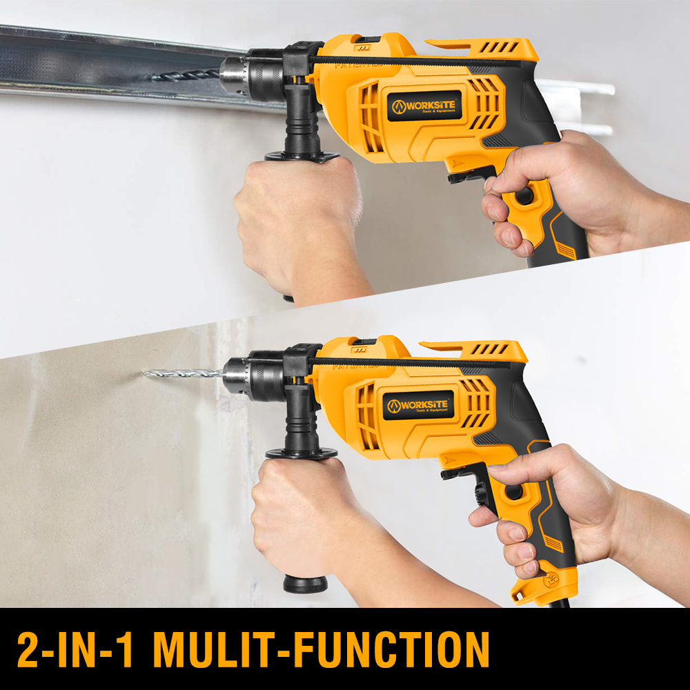 WORKSITE Electric Impact Drill 13mm Powerful 650W Variable Speed 2800RPM Portable Corded Power Impact Drills