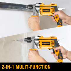 WORKSITE Electric Impact Drill 13MM Powerful 1050W Variable Speed 2800RPM Wood Steel Drilling Handheld Impact Drills