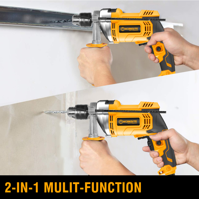 WORKSITE Electric Impact Drill 13MM Powerful 1050W Variable Speed 2800RPM Wood Steel Drilling Handheld Impact Drills