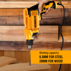 WORKSITE Electric Corded Hammer Drill 450W 3/8 Inch Metal Chuck Variable Speed 3300RPM Power Handheld Drills