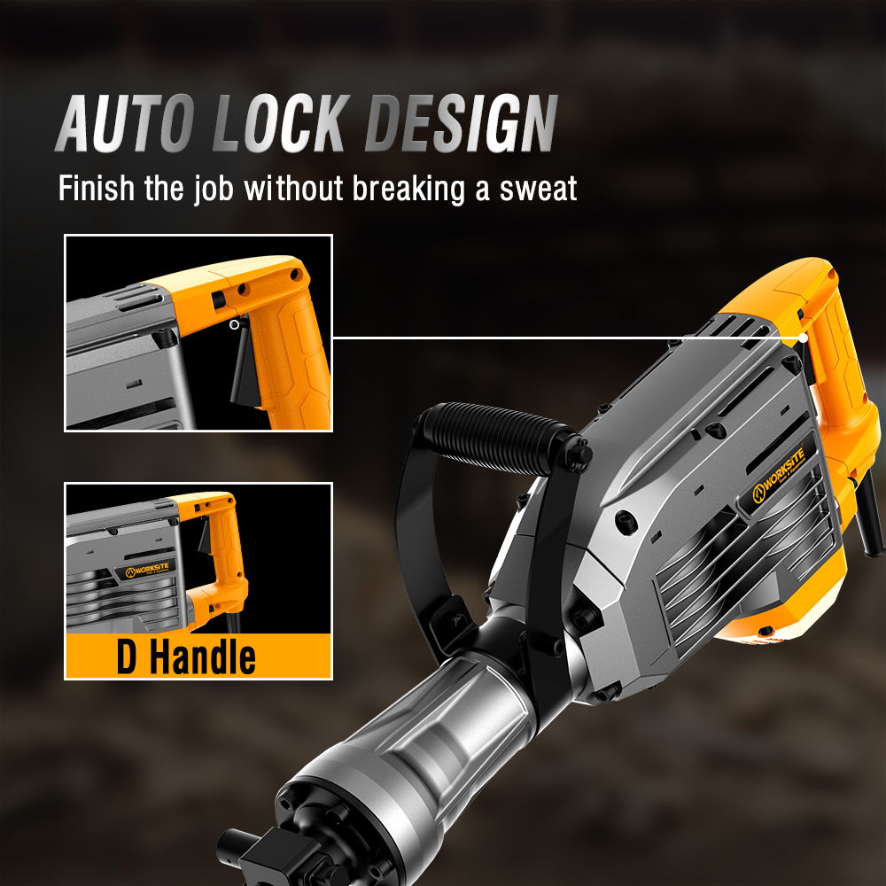 WORKSITE Demolition Hammer 1900W Electric Jack Hammer Power Drill Concrete Breaker Power Demolition Drills