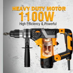 WORKSITE Electric Rotary Hammer Drill 28MM Professional Heavy Duty 1100W Concrete Stone Drilling Tools