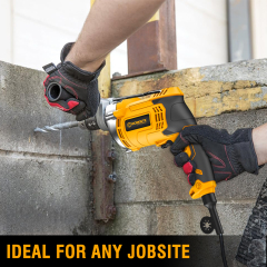 WORKSITE Electric Impact Drill 13MM Powerful 1050W Variable Speed 2800RPM Wood Steel Drilling Handheld Impact Drills