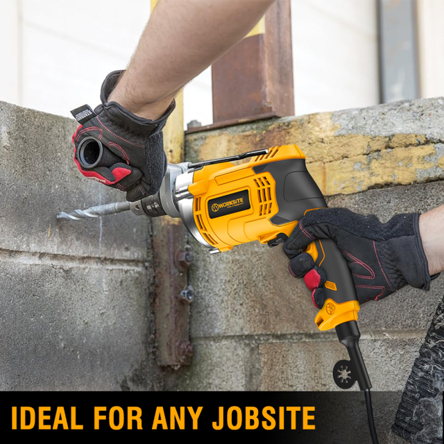 WORKSITE Electric Impact Drill 13MM Powerful 1050W Variable Speed 2800RPM Wood Steel Drilling Handheld Impact Drills