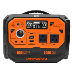 WORKSITE Portable Solar Power Station 500W Battery Power Bank Solar Generator 462Wh for Home and Outdoor Camping