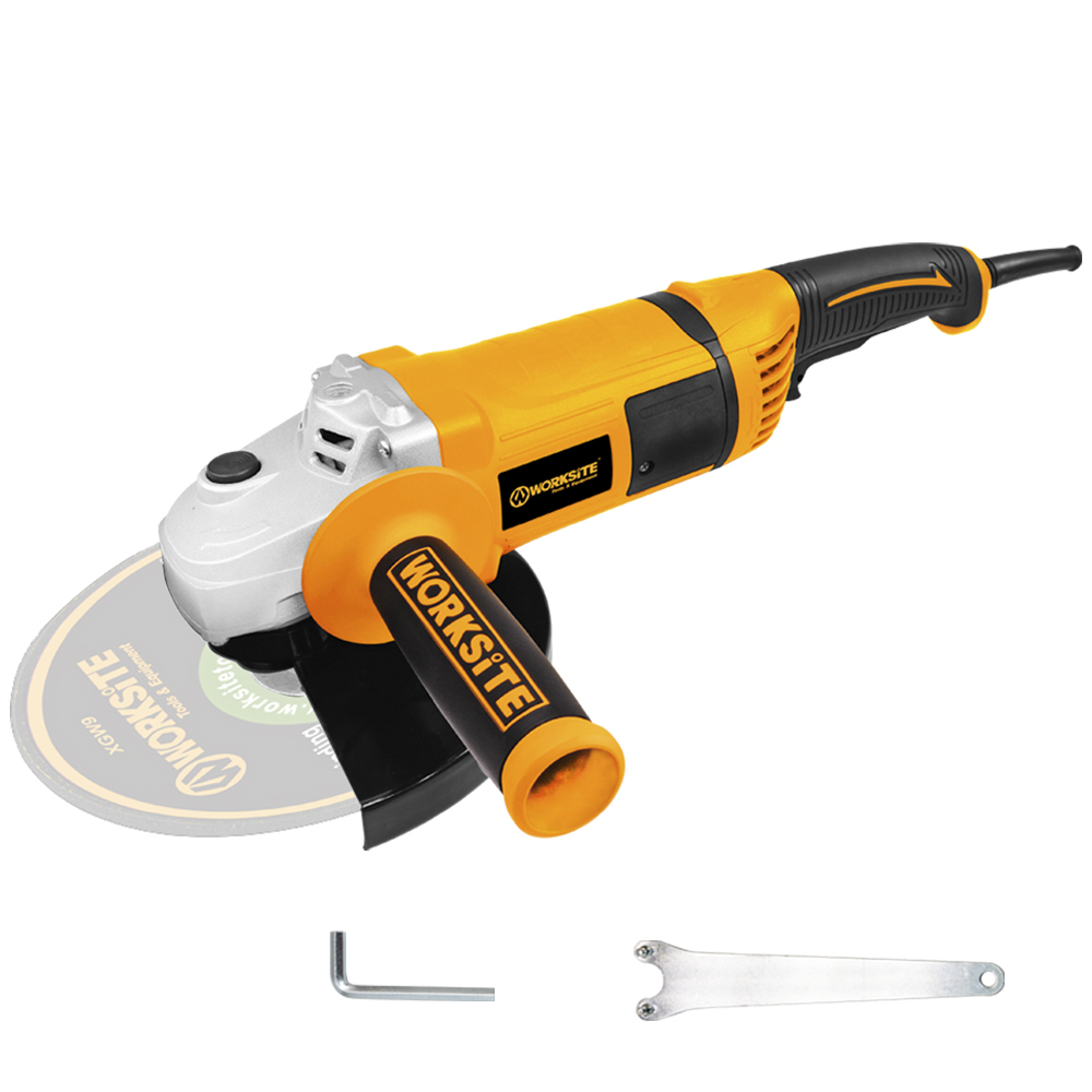 WORKSITE Angle Grinder Tool 9Inch Cutting Discs 2000W 6500/min Metal Grinding Corded Power Grinders Tools
