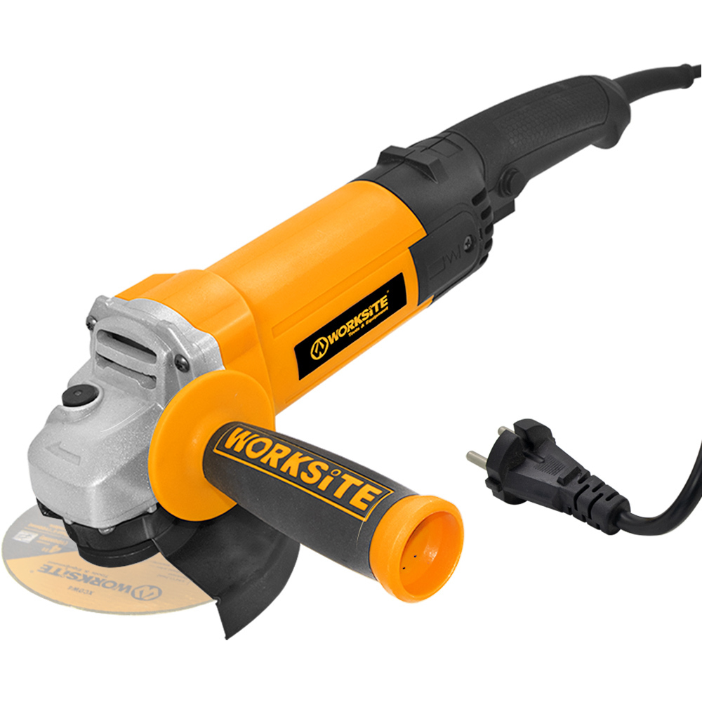 WORKSITE Electric Angle Grinders Power Grinding Disc Tools Heavy Duty Metal Concrete Cutter Portable Corded Angle Grinder 125mm