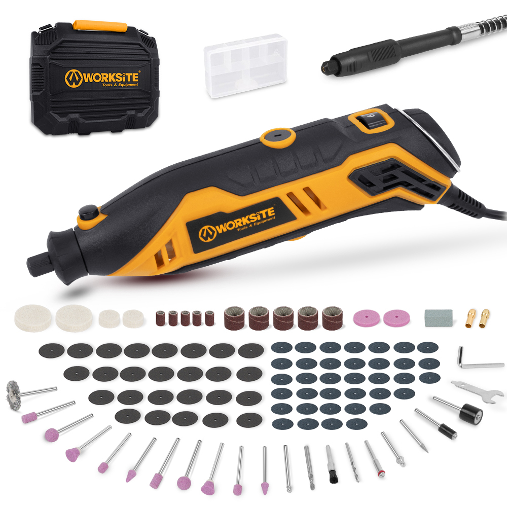 WORKSITE Electric Rotary Tool Kit 130W Variable Speed 35000RPM Corded Power Engraving Carving Rotary Tools with Case