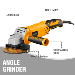 WORKSITE Angle Grinder 125mm Cutting Discs 1200W 11000/min Speed Metal Grinding Corded Power Electric Grinders Tools