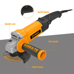 WORKSITE Electric Angle Grinders Power Grinding Disc Tools Heavy Duty Metal Concrete Cutter Portable Corded Angle Grinder 125mm