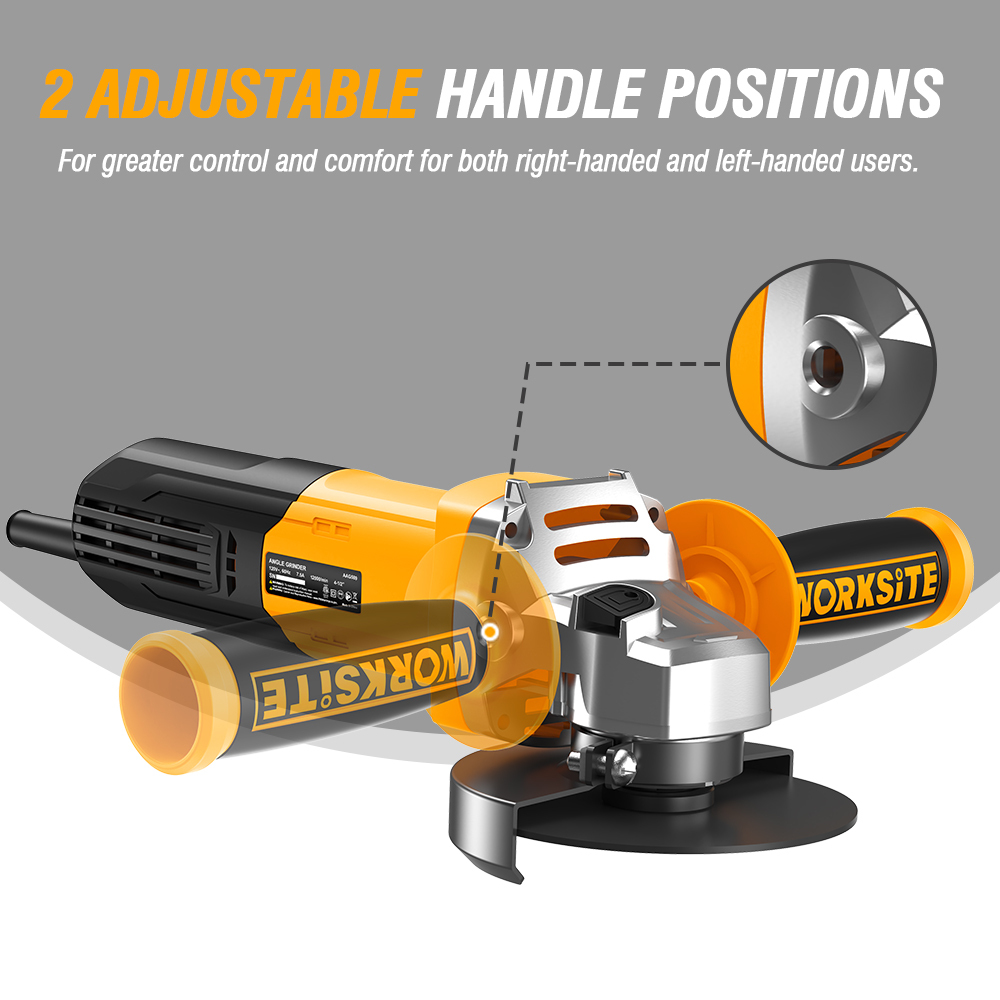 WORKSITE Angle Grinder Handheld 125mm Cutting Discs 900W 12000/min Speed Metal Grinding Corded Power Electric Grinders Tools
