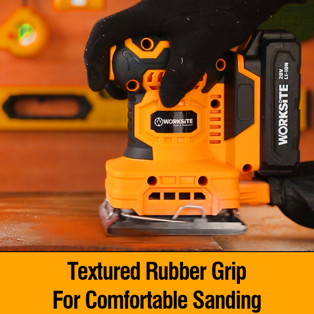 WORKSITE 20V Cordless Palm Sander 1/4 Sheet Battery Power 12000 RPM Dust Resistant Finishing Sanding Drywall Sanders