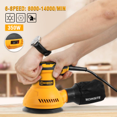 WORKSITE Orbital Sander 5 Inch Powerful 350W 14000 RPM Speed Electric Woodworking Sanding Sanders with Dust Bag