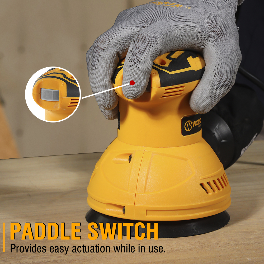 WORKSITE Orbital Sander 5 Inch Powerful 350W 14000 RPM Speed Electric Woodworking Sanding Sanders with Dust Bag