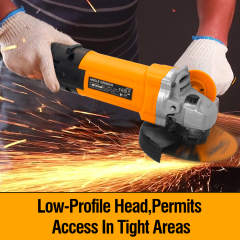 WORKSITE Electric Angle Grinders Power Grinding Disc Tools Heavy Duty Metal Concrete Cutter Portable Corded Angle Grinder 125mm