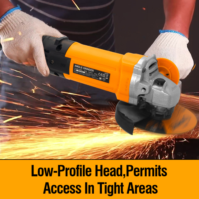 WORKSITE Electric Angle Grinders Power Grinding Disc Tools Heavy Duty Metal Concrete Cutter Portable Corded Angle Grinder 125mm