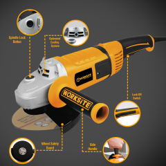 WORKSITE Electric Angle Grinder 230mm Grinding Tools Machine 9In Cutter Corded Hand Professional Heavy Duty Power Angle Grinder