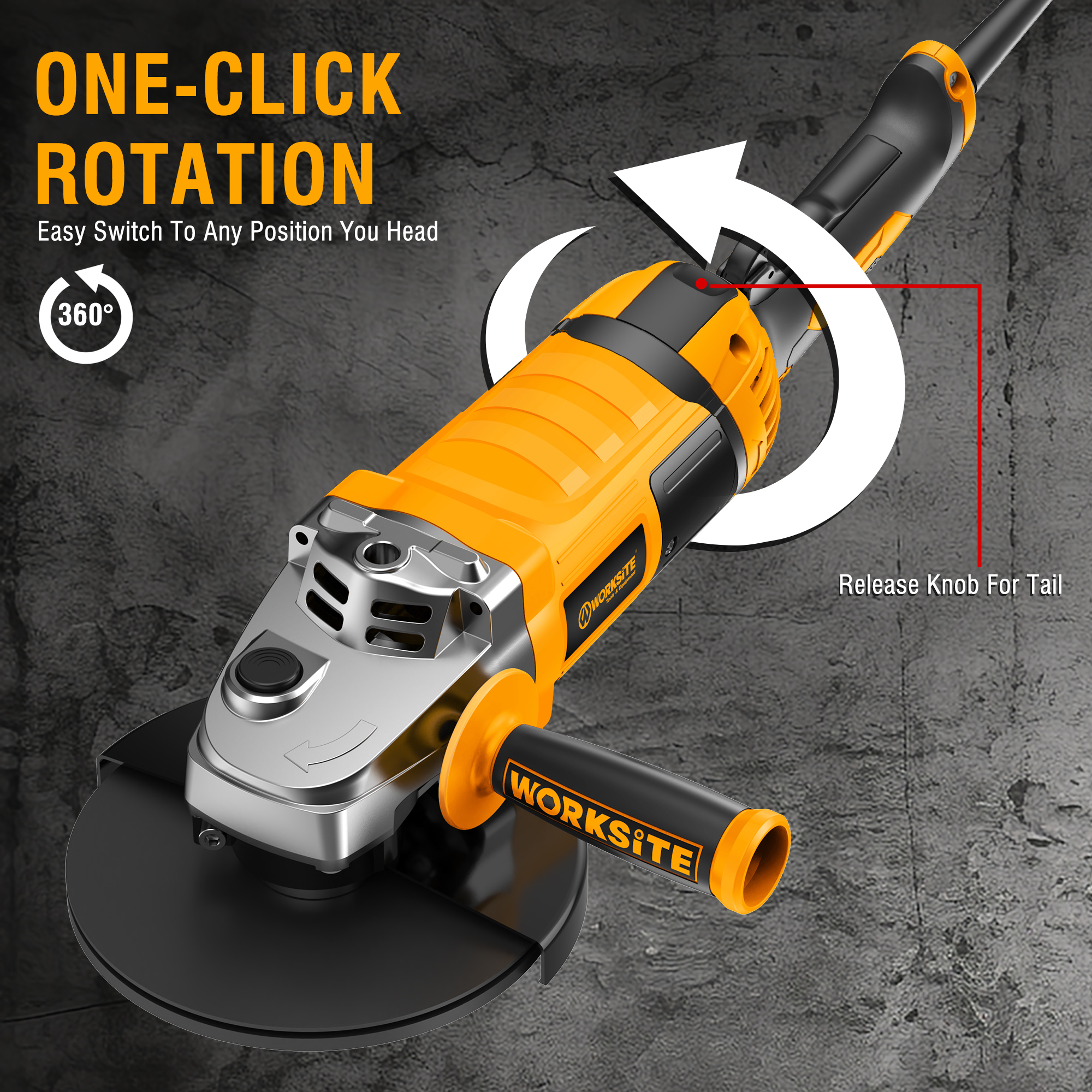 WORKSITE Angle Grinder 230mm Cutting Discs 2600W 6500/min Metal Grinding Corded Power Electric Grinders Tools