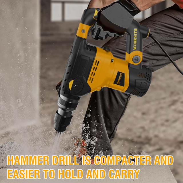 WORKSITE Electric Rotary Hammer Drill 32MM Professional Heavy Duty 1500W Concrete Stone Drilling Tools