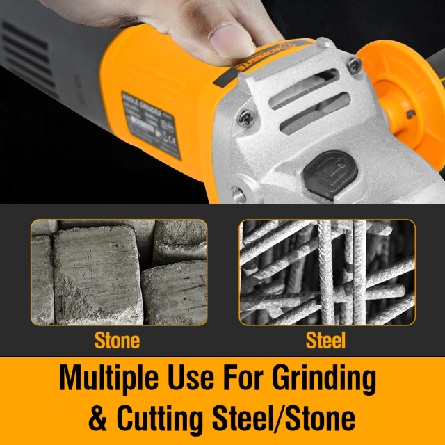 WORKSITE Electric Angle Grinders Power Tools Heavy Duty Hand Metal Concrete Cutter Wet Portable 9inch Corded Angle Grinder 115mm