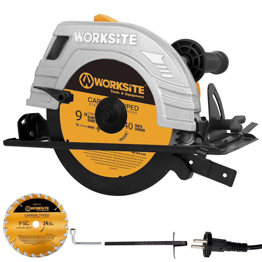 WORKSITE Professional Circular Saw 235mm Blade High Power 2200W 4100RPM Speed Electric Circular Saws