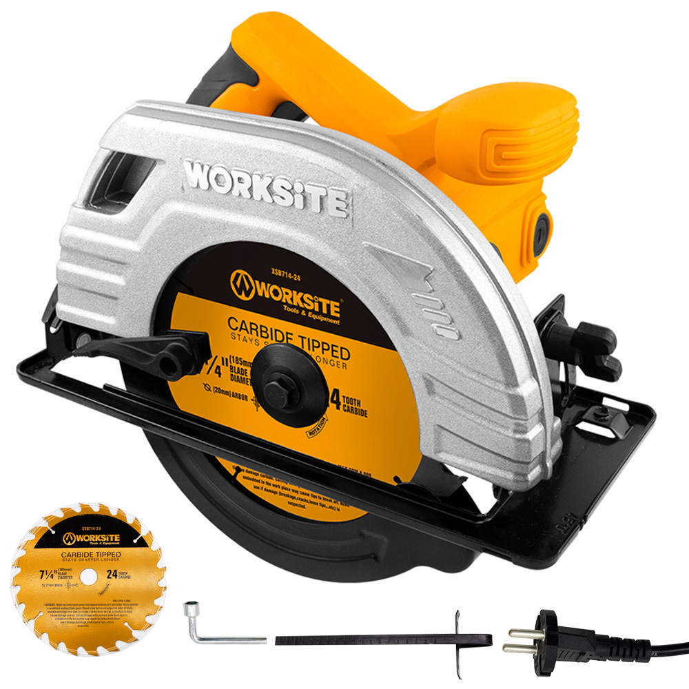 WORKSITE Circular Saw 185mm Blade High Power 1400W 5300RPM Cutting Electric Corded Circular Power Saws