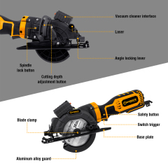WORKSITE Mini Circular Saw 4.5 Inch Blade 710W Power Cutter Compact Lightweight 3500RPM Speed Electric Circular Saws