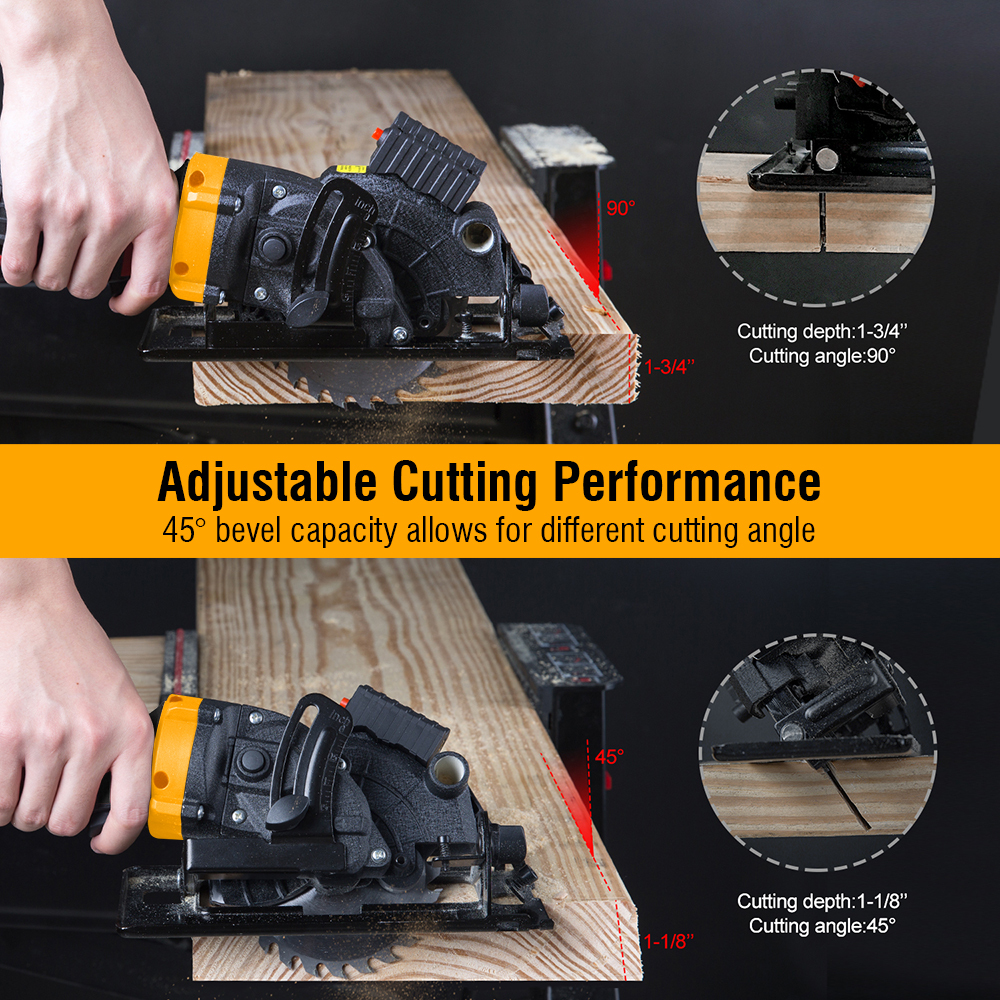 WORKSITE Mini Circular Saw 4.5 Inch Blade 710W Power Cutter Compact Lightweight 3500RPM Speed Electric Circular Saws