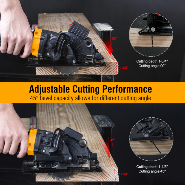 WORKSITE Mini Circular Saw 4.5 Inch Blade 710W Power Cutter Compact Lightweight 3500RPM Speed Electric Circular Saws