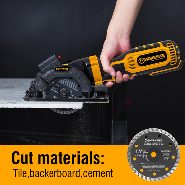 WORKSITE Mini Circular Saw 4.5 Inch Blade 710W Power Cutter Compact Lightweight 3500RPM Speed Electric Circular Saws