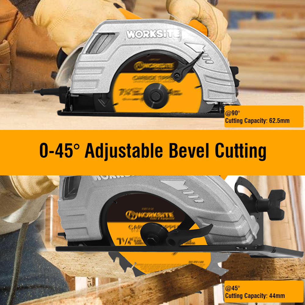 WORKSITE Circular Saw 185mm Blade High Power 1400W 5300RPM Cutting Electric Corded Circular Power Saws