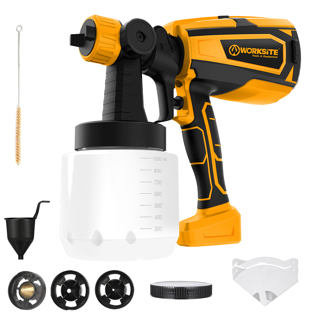WORKSITE Spray Gun 600W Large Capacity 1000ML Portable Lightweight Electric Car Paint Sprayer Gun for Painting