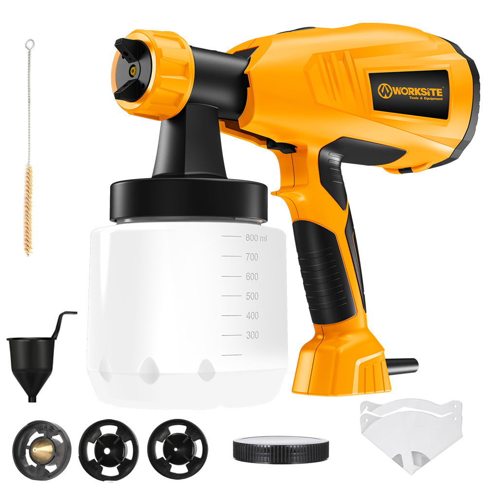 WORKSITE Spray Gun 400W Lightweight Max Flow 280ML/Min Electric Paint Sprayer Gun for Painting Cleaning