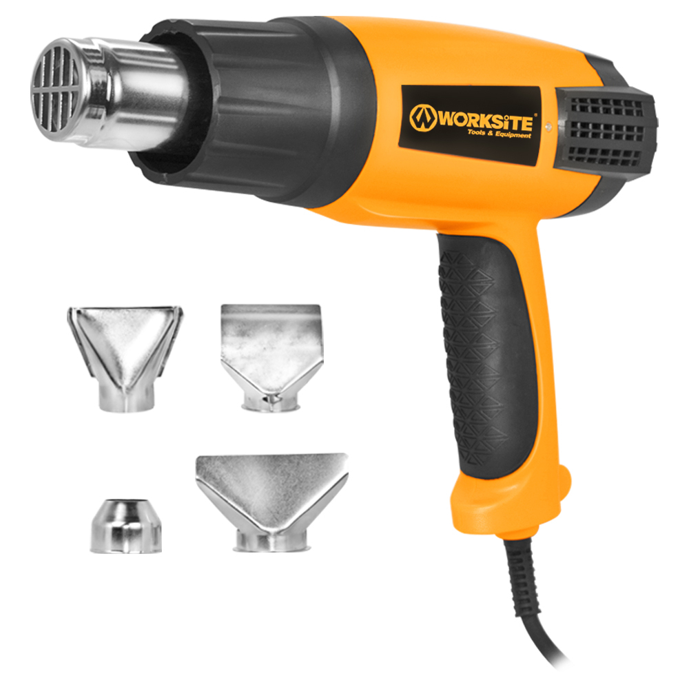 WORKSITE Heat Gun 2000W Dual Temperature Settings Electric Power Shrink Craft Hot Air Heat Gun with 4 Nozzles
